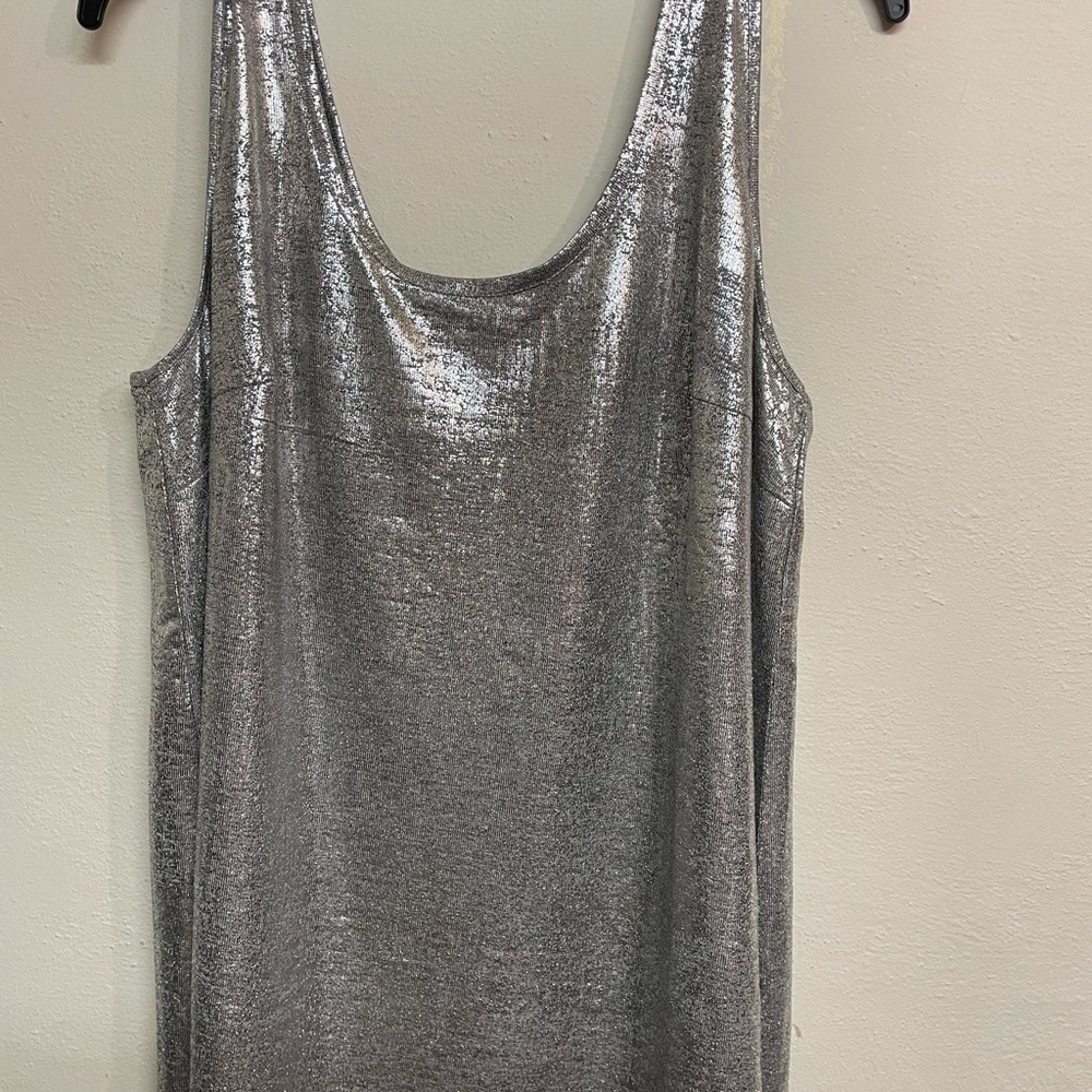 Roman’s Woman’s Sleeveless Shimmery Silver Top